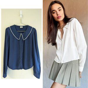 Aritzia Peter Pan Collar long sleeve blouse